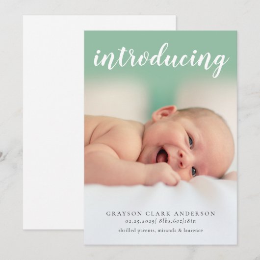 Introductie van de Baby Foto Birth Aankondiging (Voorkant / Achterkant)