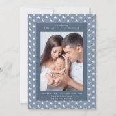 Introductie van de Baby Foto Blue Stars Birth Aankondiging (Voorkant)