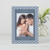 Introductie van de Baby Foto Blue Stars Birth Aankondiging (Staand voorkant)