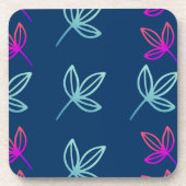 Introductie van de Blauwe Elegan Green&Pink Leaves Bier Onderzetter (Voorkant)