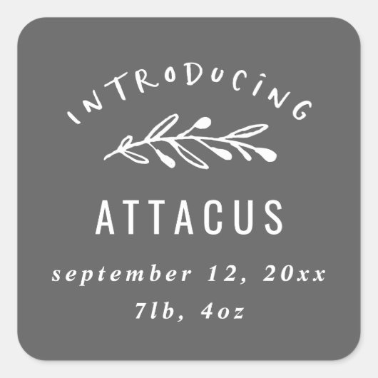 Introductie van de geboorte van een filiaal vierkante sticker (Voorkant)