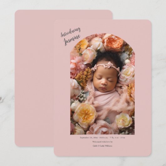 Introductie van de geboorteaankondiging van de bab kaart (Voorkant / Achterkant)