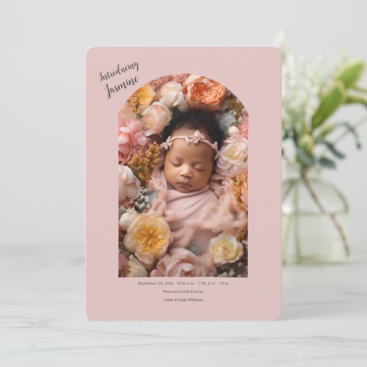 Introductie van de geboorteaankondiging van de bab kaart (Staand voorkant)