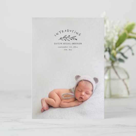 Introductie van de geboorteaankondiging van de fot bedankkaart (Staand voorkant)