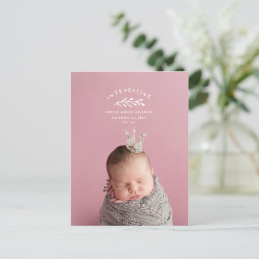 Introductie van de geboorteaankondiging van de fot briefkaart (Staand voorkant)