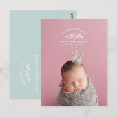 Introductie van de geboorteaankondiging van de fot briefkaart (Voorkant / Achterkant)