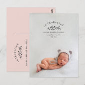 Introductie van de geboorteaankondiging van de fot briefkaart (Voorkant / Achterkant)