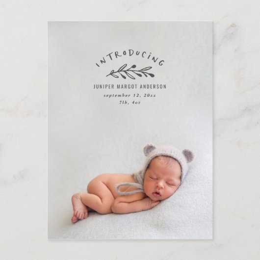 Introductie van de geboorteaankondiging van de fot briefkaart (Voorkant)