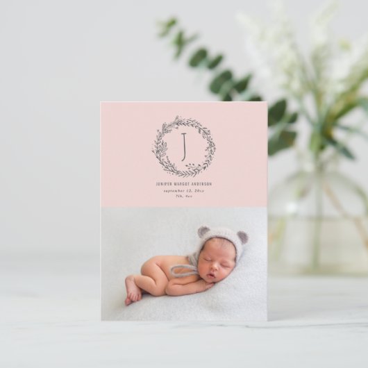 Introductie van de geboorteaankondiging van de fot briefkaart (Staand voorkant)