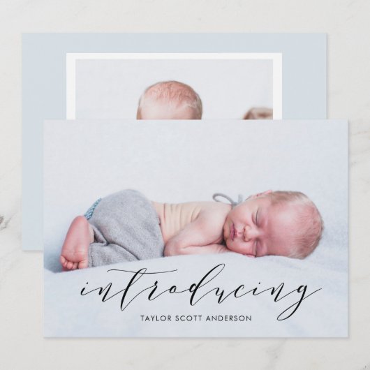 Introductie van de geboorteaankondiging van het Ba Kaart (Voorkant / Achterkant)