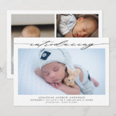 Introductie van de geboortefotocollage van Baby Aankondiging (Voorkant / Achterkant)