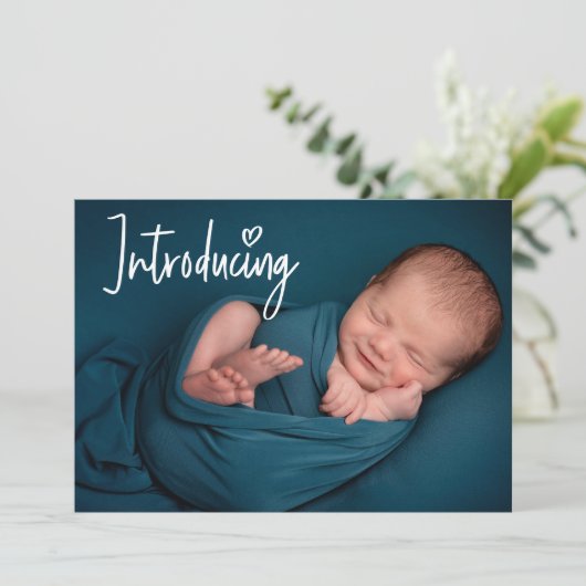 Introductie van de handlettering Custom Baby Boy F Aankondiging (Staand voorkant)