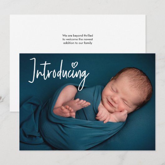 Introductie van de handlettering Custom Baby Boy F Aankondiging (Voorkant / Achterkant)