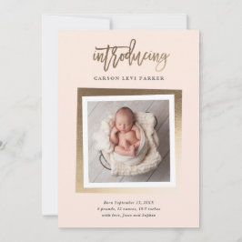 Introductie van de moderne Gold Script Baby Photo Aankondiging