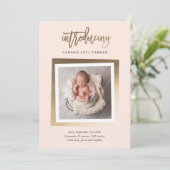 Introductie van de moderne Gold Script Baby Photo Aankondiging (Staand voorkant)