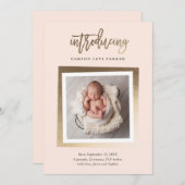 Introductie van de moderne Gold Script Baby Photo Aankondiging (Voorkant / Achterkant)
