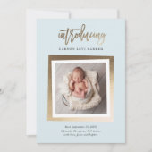 Introductie van de moderne Gold Script Baby Photo Aankondiging (Voorkant)