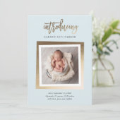 Introductie van de moderne Gold Script Baby Photo  Aankondiging (Staand voorkant)