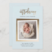 Introductie van de moderne Gold Script Baby Photo  Aankondiging (Voorkant / Achterkant)