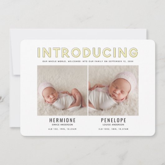 Introductie van de moderne grafische geboorte aankondiging (Voorkant)