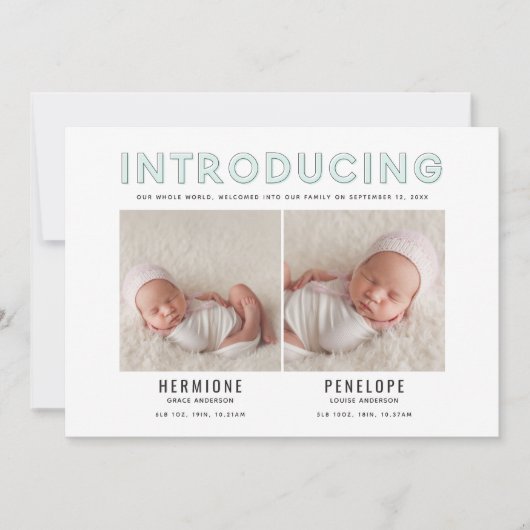 Introductie van de moderne grafische geboorte aankondiging (Voorkant)