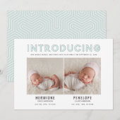 Introductie van de moderne grafische geboorte aankondiging (Voorkant / Achterkant)