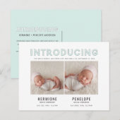 Introductie van de moderne grafische geboorte uitnodiging briefkaart (Voorkant / Achterkant)