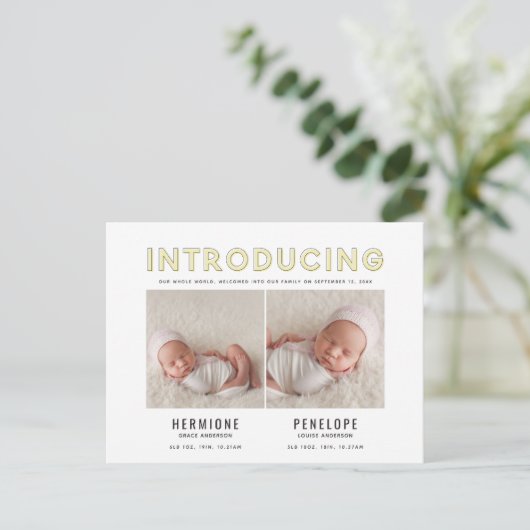 Introductie van de moderne grafische geboorte uitnodiging briefkaart (Staand voorkant)