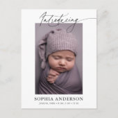 Introductie van de scriptfoto Birth Aankondigingskaart (Voorkant)