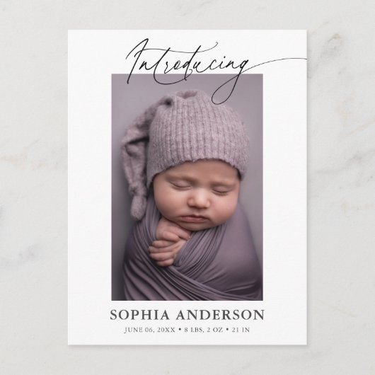 Introductie van de scriptfoto Birth Aankondigingskaart (Voorkant)