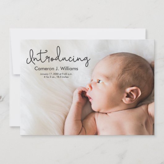 Introductie van de tweede babyjongetfoto van Scrip Aankondiging (Voorkant)