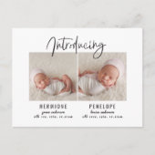 Introductie van de tweelingaankondiging uitnodiging briefkaart (Voorkant)