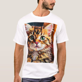 "Introductie van de Whimsical Whiskers Cat Print C T-shirt