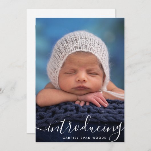 Introductie van de Wit Manuscript Baby van de Bekl Aankondiging (Voorkant / Achterkant)