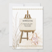 Introductie van Easel Baby Girl Boho Birth Aankondiging (Voorkant)