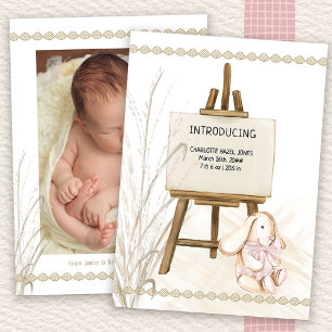 Introductie van Easel Baby Girl Boho Birth Aankondiging
