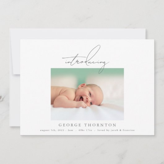introductie van eenvoudige foto - geboorteaankondi aankondiging (Voorkant)