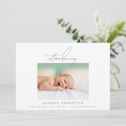 introductie van eenvoudige foto - geboorteaankondi aankondiging (Staand voorkant)