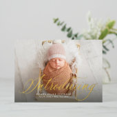 Introductie van elegant één foto-geboorteaankondig folie uitnodiging (Staand Voorkant)