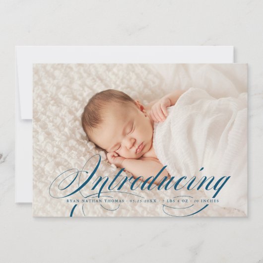 Introductie van Elegant Full Bleed Foto Nieuwe Bab Aankondiging (Voorkant)