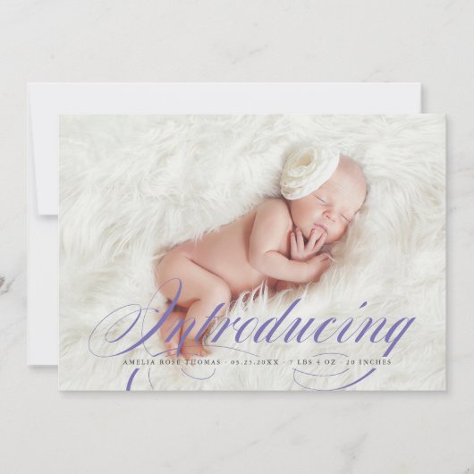 Introductie van Elegant Full Bleed Foto Nieuwe Bab Aankondiging (Voorkant)