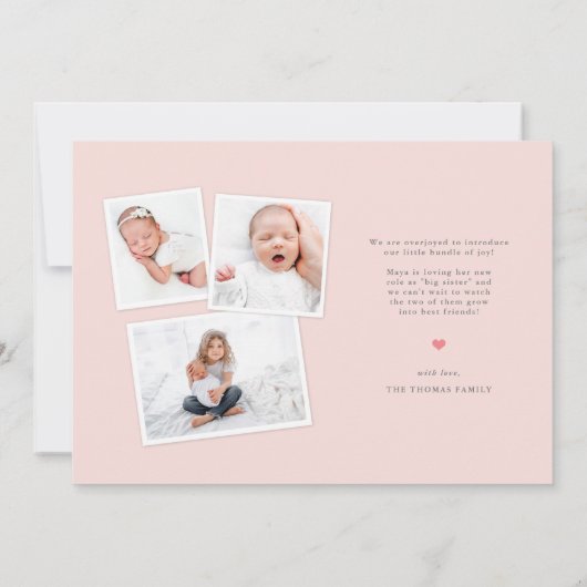 Introductie van Elegant Full Bleed Foto Nieuwe Bab Aankondiging (Achterkant)