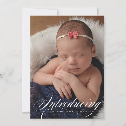 Introductie van Elegant Full Bleed Foto Nieuwe Bab Aankondiging (Voorkant)