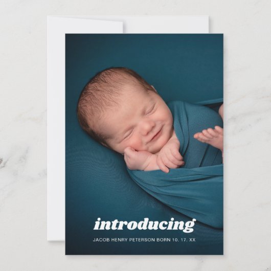 Introductie van Foto Baby Birth Announcement Kaart (Voorkant)