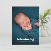 Introductie van Foto Baby Birth Announcement Kaart (Staand voorkant)