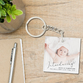 Introductie van Foto Birth Announcement Sleutelhanger