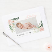 Introductie van foto blush bloemengeboorte aankond rechthoekige sticker (Envelop)