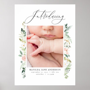 Introductie van foto blush roze bloemenelegant poster