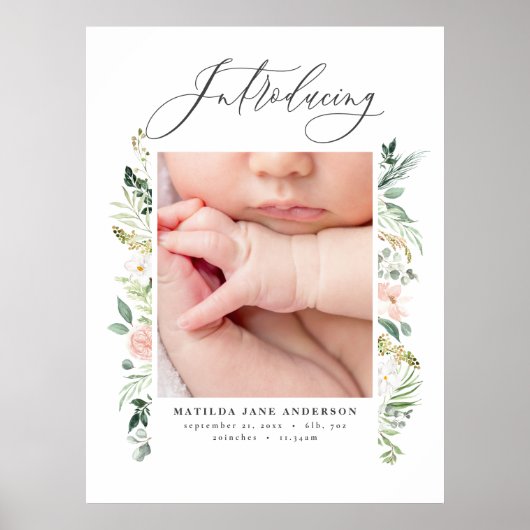 Introductie van foto blush roze bloemenelegant poster (Voorkant)