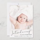 Introductie van Foto Collage Mint Birth Aankondiging (Voorkant)